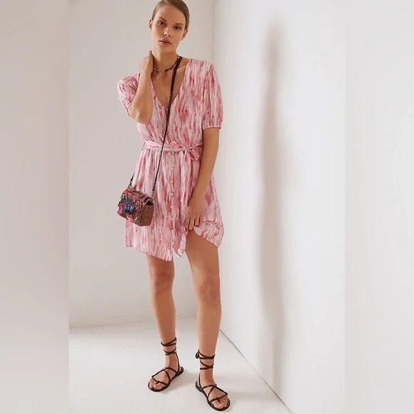Anthropologie | Cloth and Stone Watercolor Pink Dress - Picture 1 of 10